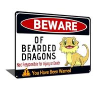 Bearded Dragon Tank Cage Decor for Beware of Bearded Dragons Sign for - Gift for Dragon Lover 8x12 Inch (24104)