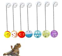 Bearded Dragon Toy Ball Set - Bell Sound Suction Cup | Interactive Reptile Rattle, Enrichment Training Play, Boredom Breaker Accessories for Lizard Gecko Tank Habitat