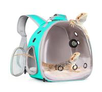 Bearded Dragon Travel Backpack Carrier with Reptile Thermometer and Humidity Gauge Lizard Travel Cage Space Capsule Clear Bubble Window Astronaut Reptile Carrier Bag for Ball Python (Green, Backpack)