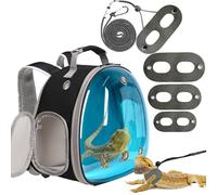 Bearded Dragon Travel Backpack with Harness and Leash Set,Lizard Backpack Travel Carrier,Space Capsule Clear Bubble Window Astronaut Reptile Carrier Backpack, Airline Approved