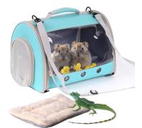 Bearded Dragon Travel Carrier Backpack,Lizard Backpack Carrier,Space Capsule Clear Bubble Window Astronaut Reptile Carrier Backpack for Guinea Pig,Sugar Glider,Bunny (Green, TPU Carrier+MAT)