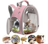 Bearded Dragon Travel Carrier, Space Capsule Clear Bubble Window Small Animal Travel Backpack for Hedgehog Rat Parrot Bird Bearded Dragon, Snake,Airline Approved (Black, Backpack)