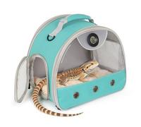 Bearded Dragon Travel Carrier with Reptile Thermometer and Humidity Gauge Lizard Travel Cage Space Capsule Clear Bubble Window Astronaut Reptile Carrier Bag for Ball Python