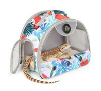 Bearded Dragon Travel Carrier with Reptile Thermometer and Humidity Gauge Lizard Travel Cage Space Capsule Clear Bubble Window Astronaut Reptile Carrier Bag for Ball Python