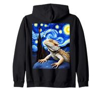 Bearded Dragon Van Gogh Artistic Lizard Illustration Zip Hoodie