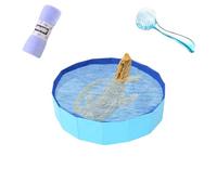 Bearded Dragons Foldable Bathtub with Soft Brush and Towel Set Reptile Accessories Swimming Pool Relax Cleaning Set for Small Pets Guniea Pig Turtle Hedgehog (11.8x3.93In)