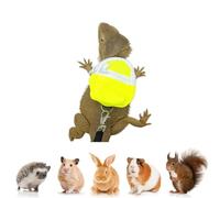 Bearded Dragons Harness Leashes Set Cute Backpack Back to School Design for Small Pets Reptile Lizard Crested Gecko Chameleon Rat Hamster Squrriel Ferret Photo Shoot (Yellow)