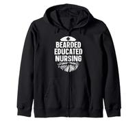 Bearded Educated Nursing Men Nurse Zip Hoodie