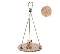 Bearded Hammock - 18.5 x 18.5 cm Reptile Lounger, Natural Wooden Rope Ladder, Multi-Level Jaw Space, Terrarium Accessory with Metal Hooks, Small Pet Bed for Lizards Geckos