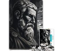 Bearded Man Greek Temple Moon Jigsaw Puzzle for Adults, Wooden, 300 Pieces | A screen-free tabletop activity - a simple way to organise the image on quiet evenings.