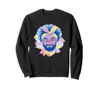 Bearded Man Portrait Whimsical Character Graphic Pink Curly Sweatshirt