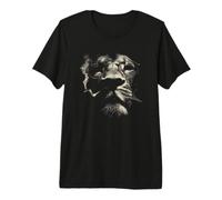 Bearded Man Smoking Pipe Stipple Art Intellectual Design Premium T-Shirt