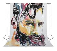 Bearded Man Watercolor Art Print, Modern Male Portrait, Drip Art, Contemporary Masculine Wall Decor, Abstract Figure Art-1 Photography Cloth56x98inch(142x250cm)