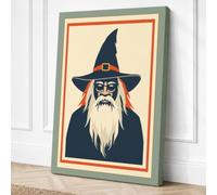 Bearded Wizard Art Deco Canvas Wall Art Print 18x12 Inch (46 x 30 cm)