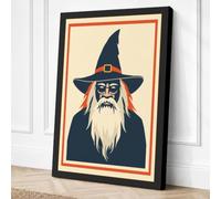 Bearded Wizard Art Deco Canvas Wall Art Print 24x16 Inch (61 x 41 cm)