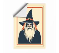 Bearded Wizard Art Deco Unframed Wall Art Print A1 (84.1×59.4cm), Wall Decor for Living Room, Bedroom, Office & Home, Art Gift