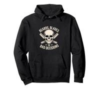 Beards Blades And Bad Decisions Barber Skull Pullover Hoodie