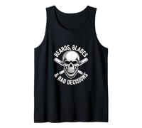 Beards Blades and Bad Decisions Barber Skull Tank Top