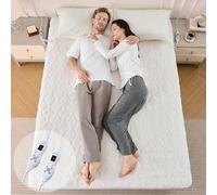 Bearhug Electric Heated Mattress Pad Double 135 * 190cm Ivory, Soft 200GSM Sherpa, 10 Temp Settings, Dual Controllers, 12h Timer, 2.5m Cable, Fits 45cm Deep, Washable, UKCA Certified