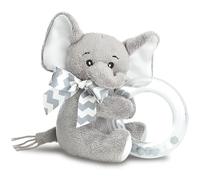 Bearington Baby Lil’ Spout Ring Rattle, Plush Gray Elephant, Baby Elephant Stuffed Animal, 5.5 Inch