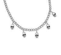 BEARJIA Gothic Skeleton Choker Necklace for Women Vintage Silvery Bull Pendant Necklace Punk Skull Halloween Jewelry, Metal, No Gemstone
