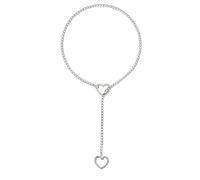 BEARJIA Heart O-ring Slip Chain Necklace for Women, Stainless Steel Cuban Chain Heart Necklace Punk Rock Collar Necklace Handmade Adjustable Lariat Y Necklace for Men, 29inch, Stainless Steel, No
