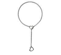 BEARJIA Heart O-ring Slip Chain Necklace for Women, Stainless Steel Cuban Chain Heart Necklace Punk Rock Collar Necklace Handmade Adjustable Lariat Y Necklace for Men, 29inch, Stainless Steel, No