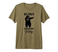 Bearly Adulting Today Funny Dabbing Bear Pun Fun Premium T-Shirt