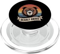 Bearly Awake Bear Retro Grumpy Design PopSockets PopGrip for MagSafe