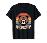 Bearly Awake Bear Retro Grumpy Design T-Shirt