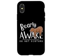 Bearly Awake Do Not Disturb Sleepy Grizzly Bear Pun Case for iPhone X/XS