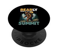 Bearly Make It To The Summit Funny Hiking Bear Pun PopSockets Adhesive PopGrip