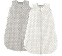 bearmoss Baby Sleeping Bag 0-6 Months 1 .5 TOG Sleep Sack with Fleece Dots, Warm & Cozy Winter Sleep Bag 2-Way Zipper Wearable Blanket for Unisex Baby Girl Boy Newborn Infant (Black Sesame)