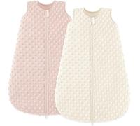 bearmoss Baby Sleeping Bag 6-12 Months 1 .5 TOG Sleep Sack with Fleece Dots, Warm & Cozy Winter Sleep Bag 2-Way Zipper Wearable Blanket for Unisex Baby Girl Boy Newborn Infant (Cream Berry)