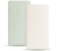 Bearmoss Cot Bed Sheets 70 x 140 cm Fitted Ultra Soft Toddler Crib Bed Mattress Protector Cozy Jersey Baby Fitted Cot Sheets for Baby Girl Boy, 2Pack(Gray green)