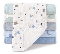 bearmoss Muslin Squares Cloths 100% Cotton Baby Burp Cloth 50x25CM Large Ultra-Absorbent Soft Baby Face Washcloths for Newborn Baby Boy and Girl, 5Pack