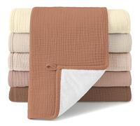 bearmoss Muslin Squares Cloths 100% Cotton Baby Burp Cloth 50x25CM Large Ultra-Absorbent Soft Baby Face Washcloths for Newborn Baby Boy and Girl, 6Pack (Umber)