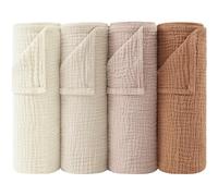 bearmoss Muslin Squares Cloths 100% Cotton Baby Burp Cloth 60x60CM Large Ultra-Absorbent Soft Baby Face Washcloths for Newborn Baby Boy and Girl, 4Pack (Latte)