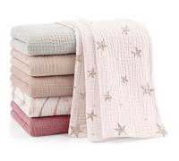 bearmoss Muslin Squares Cloths 100% Cotton Baby Burp Cloth 60x60CM Large Ultra-Absorbent Soft Baby Face Washcloths for Newborn Baby Boy and Girl, 6Pack (Pink Nebula)