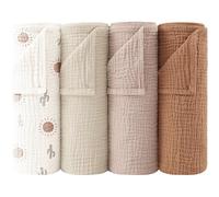 bearmoss Muslin Squares Cloths 100% Cotton Baby Burp Cloth 60x60CM Large Ultra-Absorbent Soft Baby Face Washcloths for Newborn Baby Boy and Girl, 4Pack (Sunshine)