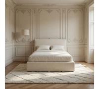 Bearpark Boucle Upholstered Platform Mink Bed Frame