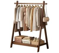 BEARQUN Coat Rack Freestanding, shoe rack with coat hanger and 2 Round Hook, Hallway Storage with Storage Shelves, for Hats, Bags Clothes : 60/80/100/120CM - H:155CM (Solid Wood)