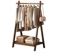 BEARQUN Coat Rack Freestanding, shoe rack with coat hanger and 2 Round Hook, Hallway Storage with Storage Shelves, for Hats, Bags Clothes : 60/80/100/120CM - H:155CM (Solid Wood)