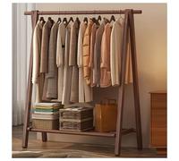 BEARQUN Coat tree freestanding - Solid Wood Coat Rack Freestanding with 2 Hooks and Shoe Storage - Foldable Clothe Rail - Industrial Style - Maximum Load 100kg - 60/80/100/120CM
