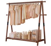 BEARQUN Solid Wood Coat Rack Stand, coat rack with shoe storage and 6 Hooks, Industrial, Easy to Assemble, Load Capacity 100kg, Modern Clothes Hanger Stand: 75/95/115/135CM - H:159CM