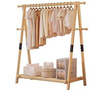 BEARQUN Solid Wood Coat Rack Stand, coat rack with shoe storage and 6 Hooks, Industrial, Easy to Assemble, Load Capacity 100kg, Modern Clothes Hanger Stand: 75/95/115/135CM - H:159CM