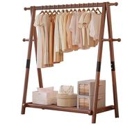BEARQUN Solid Wood Coat Rack Stand, coat rack with shoe storage and 6 Hooks, Industrial, Easy to Assemble, Load Capacity 100kg, Modern Clothes Hanger Stand: 75/95/115/135CM - H:159CM