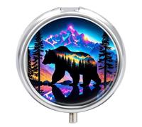 Bears and Mountain Scenery Pill Box Travel Pill Case for Purse Pocket