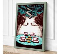 Bears at the Feast Boho Canvas Wall Art Print 24x16 Inch