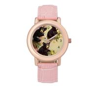 Bears Climbing Trees Women’s Watch Quartz Wristwatch Analog with Leather Strap for Office
